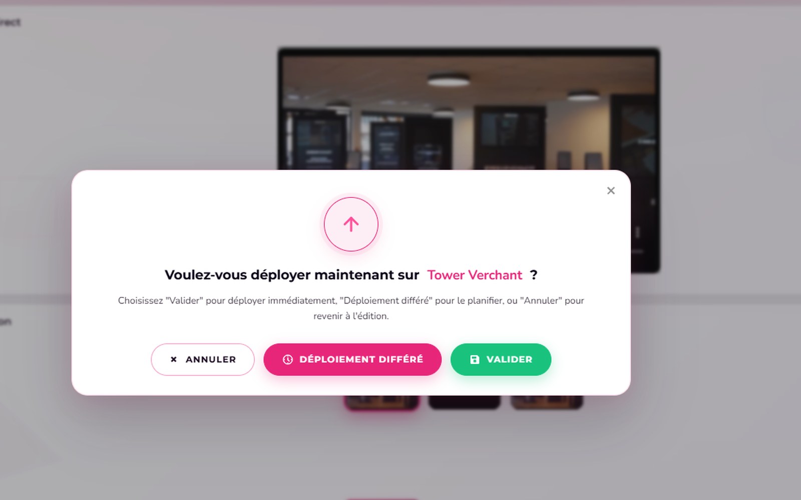 E-Manager : validation du déploiement sur un écran